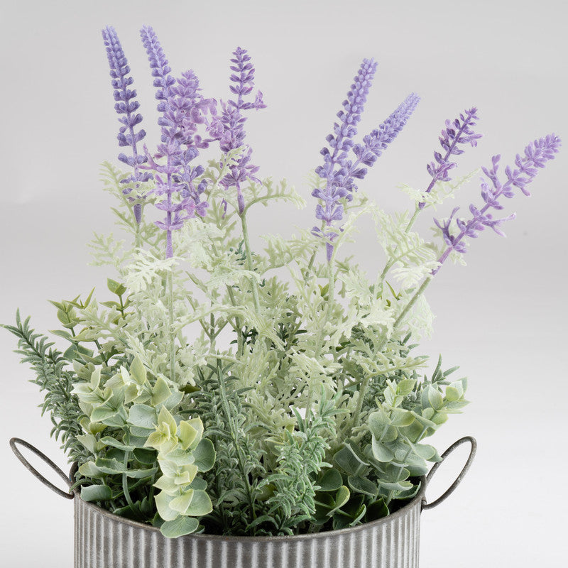 37.5cm Artificial Lavender Plant in Iron Pot